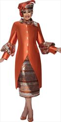 Dorinda Clark Cole 309052 - Orange - Twill Sequin Skirt Suit